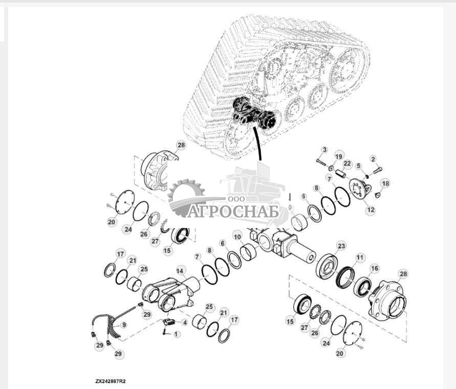 Мост среднего катка, гусеница 